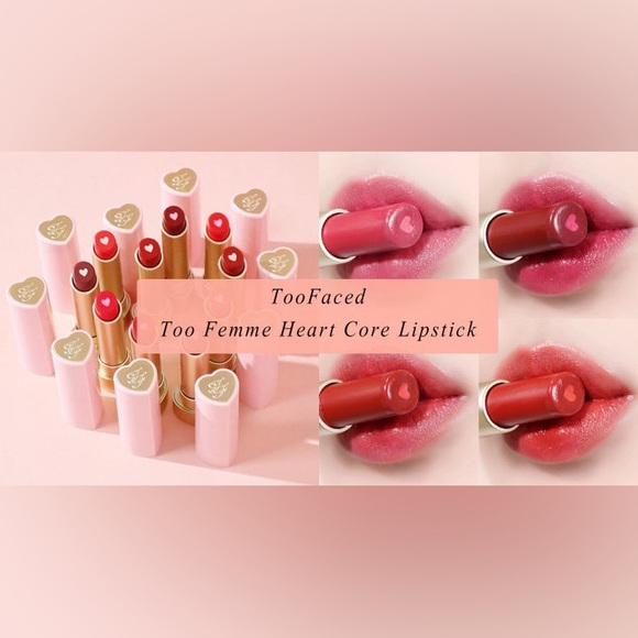 NEW Too Faced Too Femme Heart Core Lipstick Shade Sweet Romance - Picture 11 of 13